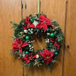 Festive Red and Green Holiday Wreath